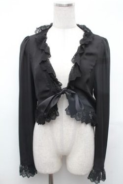 画像1: Moi-meme-Moitie / /バラスカラップレースシフォンボレロ  黒 S-26-02-01-031-MO-TO-ET-ZS