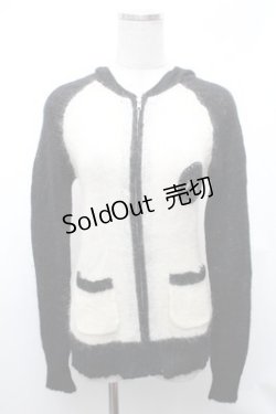 画像1: ALGONQUINS / スカルモヘアZIPパーカー  黒ｘアイボリー S-26-02-01-033-AL-TO-HR-ZS