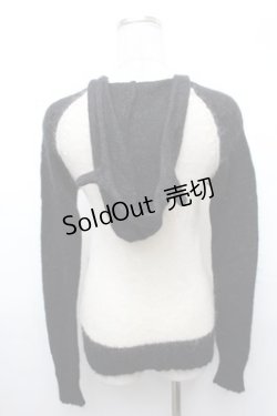 画像2: ALGONQUINS / スカルモヘアZIPパーカー  黒ｘアイボリー S-26-02-01-033-AL-TO-HR-ZS