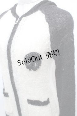 画像3: ALGONQUINS / スカルモヘアZIPパーカー  黒ｘアイボリー S-26-02-01-033-AL-TO-HR-ZS