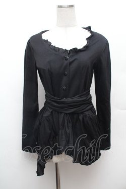 画像1: BPN / フリルロングカーディガン  黒 S-26-02-04-030-GO-TO-HR-ZS