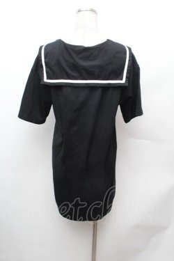 画像3: NieR Clothing / セーラー襟半袖ジップパーカー  黒 S-26-02-04-031-PU-TO-TE-ZS