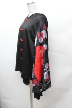 画像2: NieR Clothing / FAKEチャイナボタン着物風袖PULLOVER プルオーバー F 黒×赤 S-26-02-04-032-PU-TO-TE-ZS