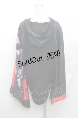 画像3: NieR Clothing / FAKEチャイナボタン着物風袖PULLOVER プルオーバー F 黒×赤 S-26-02-04-032-PU-TO-TE-ZS