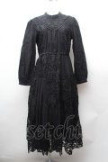 axes femme Nostalgic / 総レースパッチワークワンピース  黒 S-26-02-04-034-LO-OP-AS-ZS