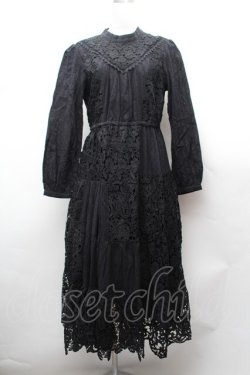 画像1: axes femme Nostalgic / 総レースパッチワークワンピース  黒 S-26-02-04-034-LO-OP-AS-ZS
