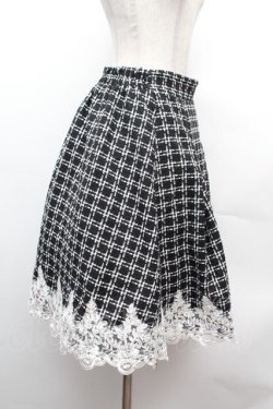 画像3: axes femme POETIQUE / 裾レースツイードスカート  黒ｘ白 S-26-02-04-038-AX-SK-HR-ZS