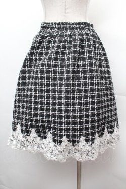画像4: axes femme POETIQUE / 裾レースツイードスカート  黒ｘ白 S-26-02-04-038-AX-SK-HR-ZS