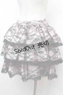 画像3: SEXY DYNAMITE LONDON / レースレイヤードサテンスカート  黒ｘピンク S-26-02-04-045-PU-SK-HR-ZS