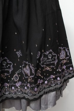 画像2: axes femme / メルヘン刺繍スカート  黒ｘグレー S-26-02-04-046-AX-SK-AS-ZS