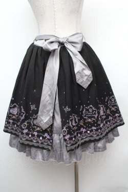 画像3: axes femme / メルヘン刺繍スカート  黒ｘグレー S-26-02-04-046-AX-SK-AS-ZS