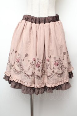 画像1: axes femme / カード刺繍スカート  ピンク S-26-02-04-047-AX-SK-AS-ZS