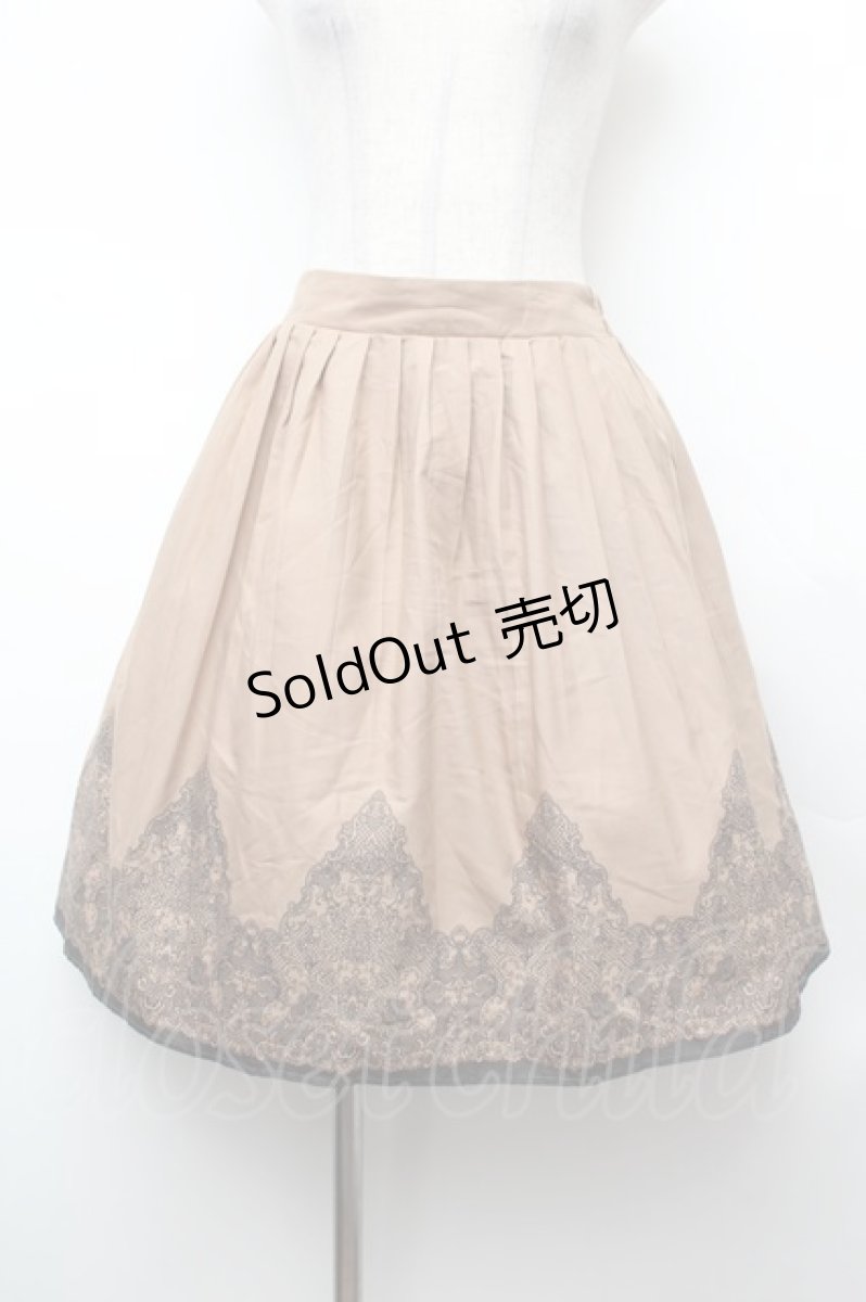 画像1: axes femme / パネル柄プリーツスカート  ベージュ S-26-02-04-048-AX-SK-AS-ZS (1)