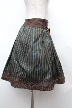 画像2: axes femme / ストライプ編み上げスカート  グリーン S-26-02-04-052-AX-SK-HR-ZS