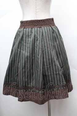 画像3: axes femme / ストライプ編み上げスカート  グリーン S-26-02-04-052-AX-SK-HR-ZS