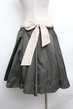 画像3: axes femme / ストライプリボンスカート  カーキ S-26-02-04-053-AX-SK-HR-ZS