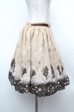 画像3: axes femme / 雪降る街柄ミドルスカート  ベージュ S-26-02-04-056-AX-SK-HR-ZS