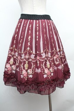 画像4: axes femme / パネル香水瓶柄プリーツスカート  ワイン S-26-02-04-058-AX-SK-HR-ZS