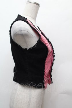 画像2: ALGONQUINS / ドット切替ベロアベスト  黒ｘピンク S-26-02-04-001-AL-TO-HR-ZS