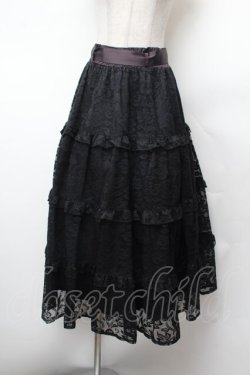 画像1: axes femme / レースロングスカート  黒 S-26-02-04-060-AX-SK-AS-ZS