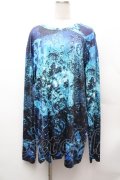 NieR Clothing / ハイドロ転写ロンT  黒×ブルー S-26-02-04-009-PU-TS-TE-ZS