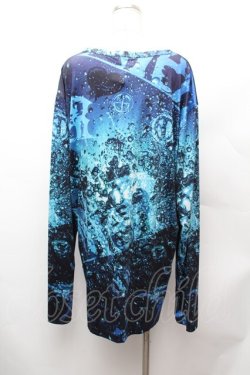 画像4: NieR Clothing / ハイドロ転写ロンT  黒×ブルー S-26-02-04-009-PU-TS-TE-ZS