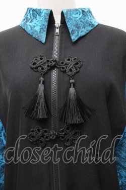 画像2: Deorart / キョンシースリーブ・チャイナ・中華柄 ライトジャケット  黒ｘ青 S-26-02-04-011-PU-TO-AS-ZS