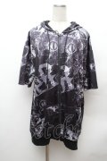 NieR Clothing / 転写ジップパーカー  黒 S-26-02-04-013-PU-BL-TE-ZS