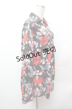 画像2: NieR Clothing / 和柄シャツ F 黒 S-26-02-04-014-PU-TO-TE-ZS