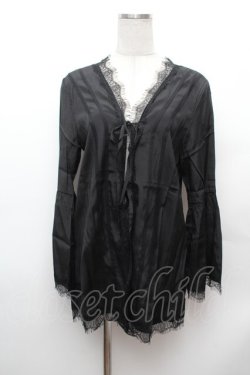 画像1: axes femme NOSTALGIE / フレアー袖カーディガン  黒 S-26-02-04-016-AX-TO-AS-ZS