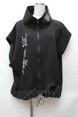 画像1: Deorart /  [ 闇 ] ジャージ風 ハイネック・オーバーサイズベスト・ジレ  黒 S-26-02-04-017-PU-TO-AS-ZS