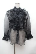 SEXY DYNAMITE LONDON / シアーフリルブラウス  黒 S-26-02-04-019-PU-BL-HR-ZS