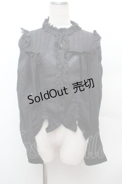 画像1: ALGONQUINS / ガーゼフリルブラウス  黒 S-26-02-04-024-AL-BL-HR-ZS