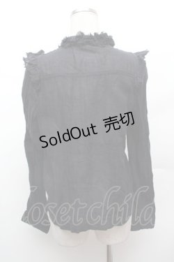 画像3: ALGONQUINS / ガーゼフリルブラウス  黒 S-26-02-04-024-AL-BL-HR-ZS