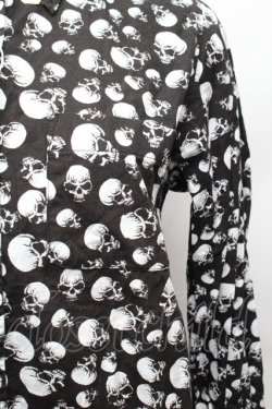 画像2: PUNK / スカル総柄シャツ  黒ｘ白 S-26-02-04-025-PU-TO-HR-ZS