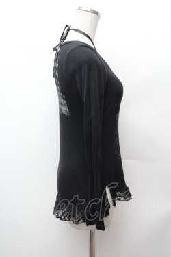 画像2: h.naoto Blood / プリントレースアップカットソー  黒 S-26-02-04-028-HN-TO-HR-ZS