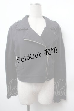 画像1: Emily Temple cute / フリルカットライダースジャケット  黒 S-26-02-05-032-ET-JA-AS-ZS