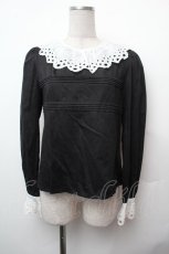 画像1: MILK / アイレットレースブラウス  黒ｘ白 S-26-02-05-033-ML-BL-AS-ZS (1)