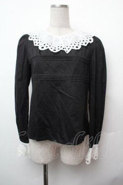 画像1: MILK / アイレットレースブラウス  黒ｘ白 S-26-02-05-033-ML-BL-AS-ZS