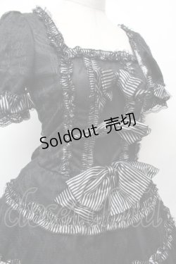 画像2: Drug Honey / レースフリルストライプワンピース  黒ｘ白 S-26-02-05-035-PU-OP-AS-ZS