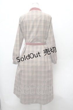 画像3: F i.n.t / カメオ付きクロスボウタイチェックワンピース  ブラウン S-26-02-05-043-0-OP-AS-ZS