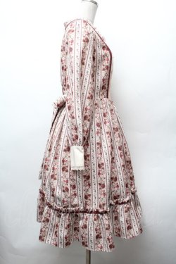 画像4: axes femme kawaii / ストライプローズ柄ワンピース  ベージュｘワイン S-26-02-05-045-AX-OP-AS-ZS