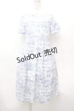 画像1: Jane Marple / Map of STMMワンピース  白ｘ青 S-26-02-05-048-JM-OP-AS-ZS