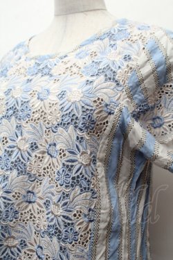 画像2: Jane Marple Dans Le Salon / 刺繍ストライプワンピース  サックスｘグレー S-26-02-05-049-JM-OP-AS-ZS