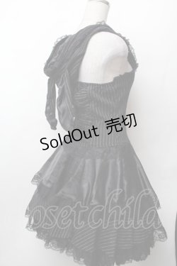 画像3: Drug Honey / レースフリルストライプワンピース  黒ｘ白 S-26-02-05-060-PU-OP-AS-ZS
