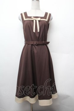 画像1: Fi.n.t / プレゼントリボンバイカラージャンパースカート  ブラウン S-26-02-05-064-CA-OP-AS-ZS