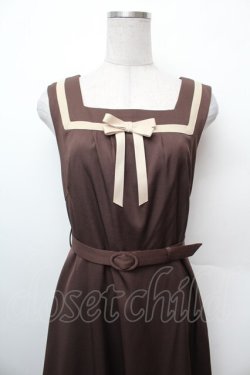 画像2: Fi.n.t / プレゼントリボンバイカラージャンパースカート  ブラウン S-26-02-05-064-CA-OP-AS-ZS