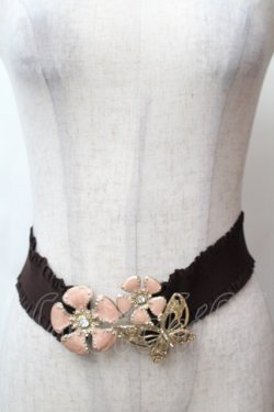 画像2: axes femme / お花×蝶モチーフゴムベルト  ブラウンｘピンク S-26-02-05-020-AX-ZA-AS-ZS