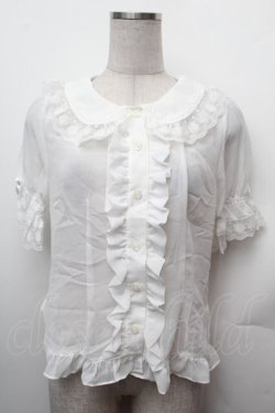 画像1: BABY,THE STARS SHINE BRIGHT / お花レースの半袖シフォンブラウス  白 S-26-02-05-022-BA-BL-AS-ZS