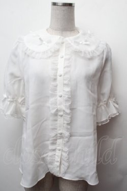 画像1: axes femme kawaii / プチリボン半袖ブラウス  白 S-26-02-05-023-AX-BL-AS-ZS